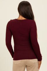 Burgundy Brushed Wrap Front Maternity Top
