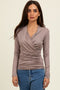 Taupe Long Sleeve Wrap Front Nursing Top