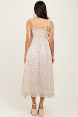 Yellow Garden Floral Printed Smocking Maxi Dress
