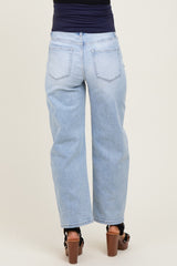 Light Blue High Rise Barrel Leg Maternity Jeans
