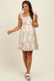 Pink Floral Print Smocked Back Maternity Dress