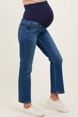 Dark High Rise Crop Straight Maternity Jeans