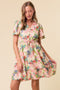 Cream V-Neck Flutter Short Sleeve Mini Dress