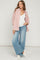 Light Wash Super High Rise Clean Cut Raw Hem Wide Leg Maternity Jeans