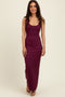 Wine Scoop Neck Sleeveless Rayon Rib Maxi Knit Dress