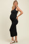 Charcoal Scoop Neck Sleeveless Rayon Rib Maternity Maxi Knit Dress