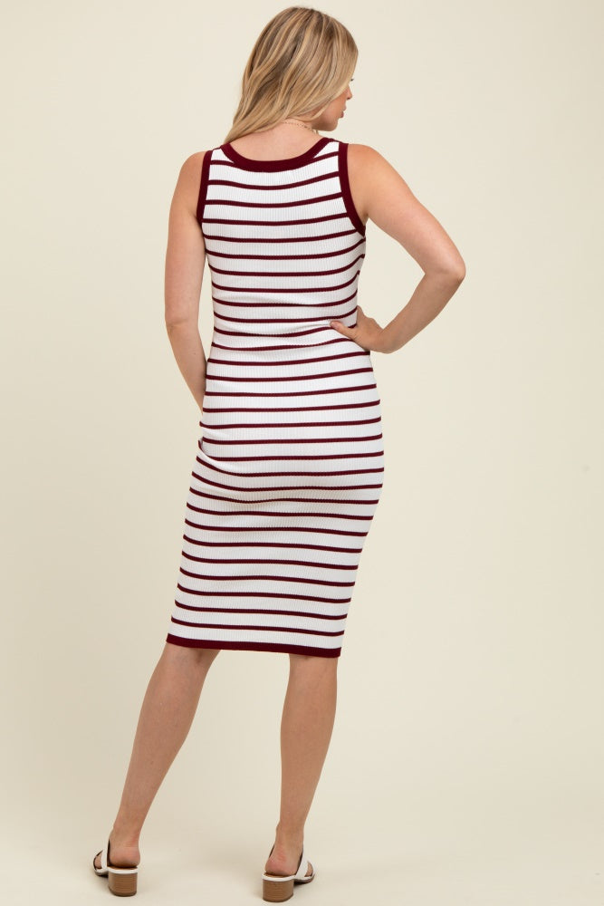 Wine Sleeveless Bodycon Maternity Midi Dress