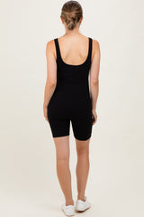 Black Ribbed Knit Tank Top Maternity Romper