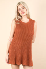 Latte Knit Sleeveless Sweater Shorts Set