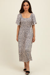 Taupe/Black Printed Dress With Pockets