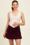Burgundy Crossover V-Waist Maternity Skort