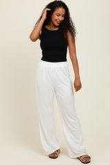 Ivory Ribbed Side Pocket Lounge Pants