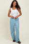 Light Blue Ribbed Side Pocket Lounge Pants