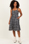 Black Plaid Square Neck Dress