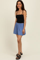 Blue Ribbed Lounge Shorts