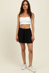 Black Ribbed Lounge Shorts