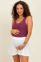 Ivory Ribbed Maternity Lounge Shorts