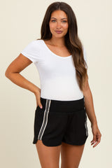 Black Stripe Detail Active Maternity Shorts