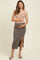 Olive Ribbed Knit Side Slit Maternity Midi Skirt