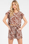Brown Floral Side Pocket Shorts