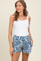 Blue Floral Side Pocket Maternity Shorts