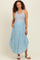 Blue Floral Smocked Waist Round Hem Maternity Midi Skirt
