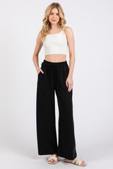 Black Drawstring Wide Leg Maternity Pants