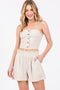 Beige Linen Blend Shorts