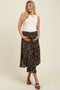 Black Floral Smocked Waist Maternity Skirt