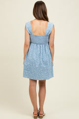 Light Blue Floral Chambray Maternity Mini Dress