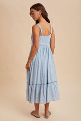 Light Blue Cross Stitch Embroidered Maxi Dress