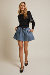 Black Boat Neck Long Sleeve Top