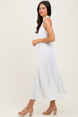 White Pleated Halter Dress