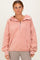Peach Fleece Half Zip Drop Shoulder Hoodie