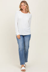 Ivory Waffle Knit Long Sleeve Top