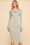 Beige Ruched Off Shoulder Dress