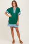 Forest Green Colorblock Border Print Mini Shift Dress