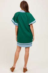 Forest Green Colorblock Border Print Mini Shift Dress
