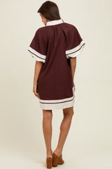 Brown Colorblock Border Print Mini Shift Dress