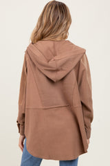Mocha Corduroy Contrast Oversized Maternity Hoodie