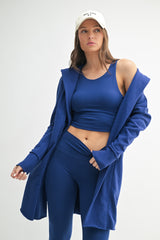 Royal Blue Hooded Long Cardigan
