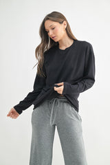Black Relaxed Fit Long Sleeve Top