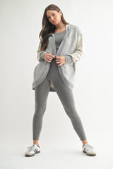 Heather Grey Terry Relaxed Fit Hooded Cardigan