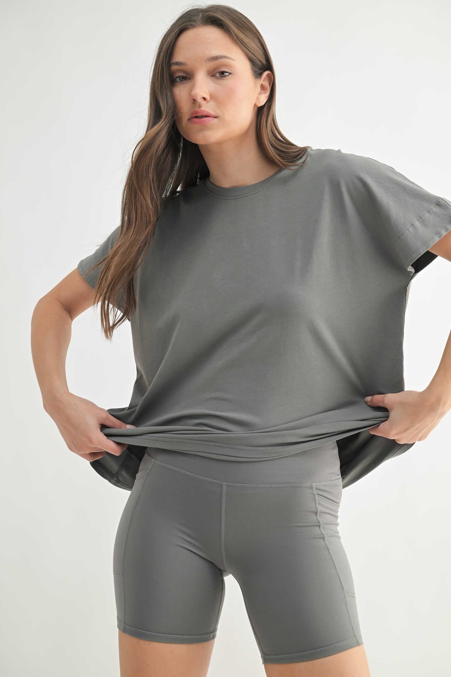 Grey Slouchy Maternity Short Sleeve Tee