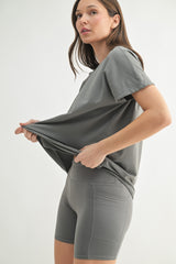 Grey Slouchy Short Sleeve Tee