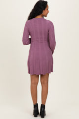 Plum Wide Rib Maternity Mini Sweater Dress