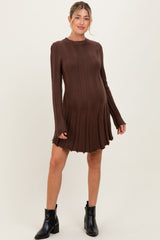 Brown Wide Rib Maternity Mini Sweater Dress