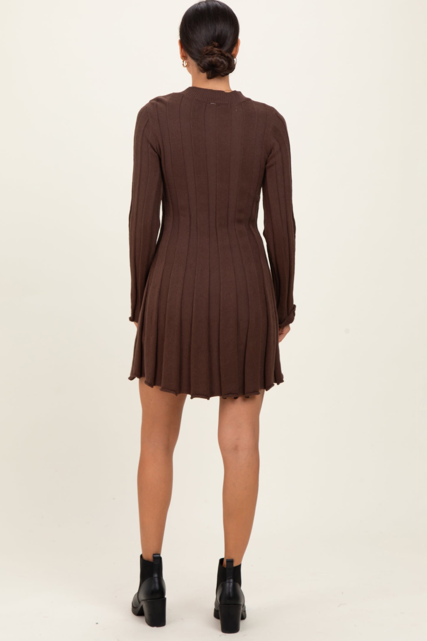Brown Wide Rib Maternity Mini Dress