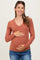 Rust Fine Rib V-Neck Maternity Long Sleeve Top