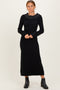 Black Faux Pearl Detail Off Shoulder Sweater Dress